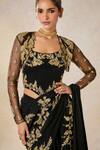 Buy_Masaba_Black Saree Moss Crepe Embroidered Zardozi Sunheri Bel Stitched Set With Shrug 