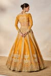 Shop_Masaba_Yellow Silk, Organza Embroidery, Diamonds, Ochre Embellished Bridal Lehenga Set _Online