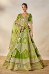 Buy_Masaba_Green Lehenga Heavy Raw Silk Embroidery Motif V Neck The Jaljeera Bridal Set _Online_at_Aza_Fashions