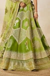 Shop_Masaba_Green Lehenga Heavy Raw Silk Embroidery Motif V Neck The Jaljeera Bridal Set _Online_at_Aza_Fashions