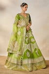 Masaba_Green Lehenga Heavy Raw Silk Embroidery Motif V Neck The Jaljeera Bridal Set _at_Aza_Fashions