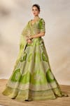 Buy_Masaba_Green Lehenga Heavy Raw Silk Embroidery Motif V Neck The Jaljeera Bridal Set 