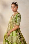 Masaba_Green Lehenga Heavy Raw Silk Embroidery Motif V Neck The Jaljeera Bridal Set _Online