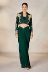 Shop_Masaba_Green Blazer And Tube Thin Latchka Embroidery The Paan Petha Cropped Skirt Set _Online_at_Aza_Fashions