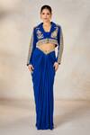 Buy_Masaba_Blue Blazer And Tube Thin Latchka Embroidery Zardozi The Saanjh Baug Skirt Set _Online_at_Aza_Fashions