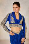 Buy_Masaba_Blue Blazer And Tube Thin Latchka Embroidery Zardozi The Saanjh Baug Skirt Set 