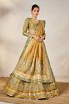 Masaba_Blue Lehenga Heavy Raw Silk Embroidery Zardozi Paan The Kesar Varak Bridal Set _at_Aza_Fashions