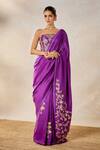 Buy_Masaba_Purple Saree Dupion And Heavy Raw Silk Embroidered Chand Jamun Fizz With Corset _Online_at_Aza_Fashions