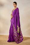 Shop_Masaba_Purple Saree Dupion And Heavy Raw Silk Embroidered Chand Jamun Fizz With Corset _Online_at_Aza_Fashions