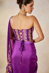 Shop_Masaba_Purple Saree Dupion And Heavy Raw Silk Embroidered Chand Jamun Fizz With Corset 