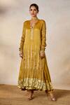 Shop_Masaba_Gold Kurta Crushed Georgette Tissue The Son Barfi Anarkali And Salwar Set _Online