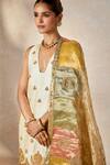 Masaba_Ivory Heavy Raw Silk Embroidery Floral V Neck The Kalakand Kurta And Salwar Set _at_Aza_Fashions