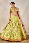 Buy_Masaba_Green Lehenga Heavy Raw Silk Embroidery Anasam The Pista Kulfi Bridal Set 