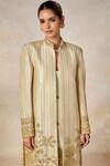 Masaba_Ivory Heavy Raw Silk Embroidery Crescent Moon Jacket The Kalakand Kurta Set _Online_at_Aza_Fashions