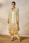 Shop_Masaba_Ivory Heavy Raw Silk Embroidery Crescent Moon Jacket The Kalakand Kurta Set _Online_at_Aza_Fashions