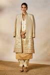 Shop_Masaba_Ivory Heavy Raw Silk Embroidery Crescent Moon Jacket The Kalakand Kurta Set 