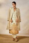 Masaba_Ivory Heavy Raw Silk Embroidery Crescent Moon Jacket The Kalakand Kurta Set _Online