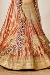 Shop_Masaba_Orange Lehenga Tissue And Heavy Raw Silk Embroidery Dil The Mohanthal Bridal Set 