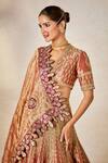 Masaba_Orange Lehenga Tissue And Heavy Raw Silk Embroidery Dil The Mohanthal Bridal Set 