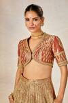 Masaba_Orange Lehenga Tissue And Heavy Raw Silk Embroidery Dil The Mohanthal Bridal Set 