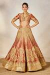 Masaba_Orange Lehenga Tissue And Heavy Raw Silk Embroidery Dil The Mohanthal Bridal Set 