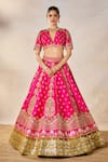 Masaba_Pink Lehenga And Blouse Raw Silk Embroidery Chand Phool Rose Falooda Bridal Set _Online