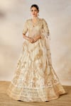 Masaba_Ivory Lehenga And Blouse Raw Silk Embroidery Zardozi Malai Barfi Bridal Set _at_Aza_Fashions