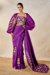 Buy_Masaba_Purple Saree Dupion And Heavy Raw Silk Embroidered Jamun Fizz Set With Jacket _Online_at_Aza_Fashions