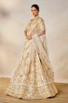 Shop_Masaba_Ivory Lehenga And Blouse Raw Silk Embroidery Zardozi Malai Barfi Bridal Set 