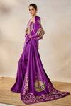 Shop_Masaba_Purple Saree Dupion And Heavy Raw Silk Embroidered Jamun Fizz Set With Jacket _Online_at_Aza_Fashions