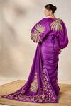 Masaba_Purple Saree Dupion And Heavy Raw Silk Embroidered Jamun Fizz Set With Jacket _at_Aza_Fashions