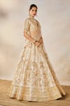 Masaba_Ivory Lehenga And Blouse Raw Silk Embroidery Zardozi Malai Barfi Bridal Set _Online