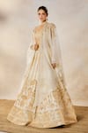 Buy_Masaba_Ivory Lehenga And Bustier Raw Silk Embroidery Zardozi Malai Barfi Bridal Set _Online_at_Aza_Fashions