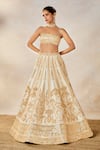 Shop_Masaba_Ivory Lehenga And Bustier Raw Silk Embroidery Zardozi Malai Barfi Bridal Set 