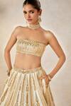 Buy_Masaba_Ivory Lehenga And Bustier Raw Silk Embroidery Zardozi Malai Barfi Bridal Set _Online