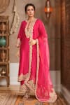 Buy_Sheetal Batra_Pink Embroidery Floral Round Neck Paisley Kurta Pant Set _at_Aza_Fashions