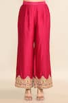 Sheetal Batra_Pink Embroidery Floral Round Neck Paisley Kurta Pant Set _Online_at_Aza_Fashions