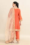 Shop_Sheetal Batra_Orange Embroidery Floral Mandarin Collar Kurta Pant Set _at_Aza_Fashions