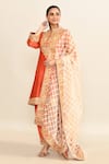 Buy_Sheetal Batra_Orange Embroidery Floral Mandarin Collar Kurta Pant Set _Online_at_Aza_Fashions