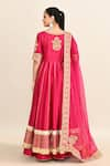 Shop_Sheetal Batra_Pink Embroidery Floral V Neck Gota Patti Anarkali Skirt Set _at_Aza_Fashions