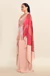 Amit Aggarwal_Pink Print Abstract V Neck Cape And Pant Set _at_Aza_Fashions