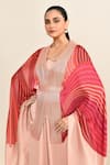 Buy_Amit Aggarwal_Pink Print Abstract V Neck Cape And Pant Set _Online