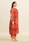 Archana Shah_Red Print Moroccan Round Neck Tunic With Pant _at_Aza_Fashions