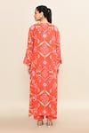 Shop_Archana Shah_Orange Print Floral Round Neck Scarlet Kaftan With Pant _at_Aza_Fashions