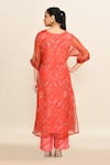 Shop_Archana Shah_Coral Print Flower Vine V Neck Kurta With Pant _at_Aza_Fashions