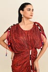 Buy_Saaksha & Kinni_Red Print Abstract Round Neck Gathered Dress 