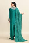 Shop_Mrunalini Rao_Green Embroidered Floral Veil Scallop V Kurta Palazzo Set _at_Aza_Fashions