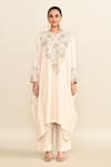 Buy_Mrunalini Rao_Ivory Embroidered Floral Veil V Neck Zardozi Kaftan With Pant _Online_at_Aza_Fashions