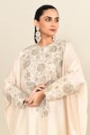 Buy_Mrunalini Rao_Ivory Embroidered Floral Veil V Neck Zardozi Kaftan With Pant 