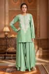 Buy_Mrunalini Rao_Green Embroidered Paisley Round Floral Kurta With Palazzo _at_Aza_Fashions